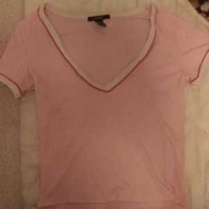 pink low cut shirt
